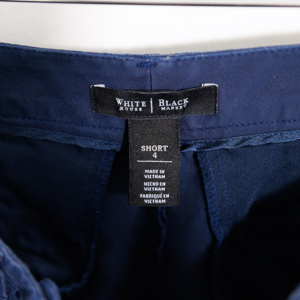 White House Black Market Navy Blue Chino Shorts Size 4 Stretch Cotton Blend - Picture 3 of 6